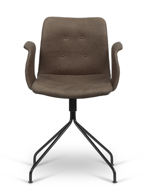 Bent Hansen - Primum stol med armlæn - Davos læder farve tartufo 2289 med sort drejestel